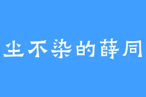 一尘不染的薛同光