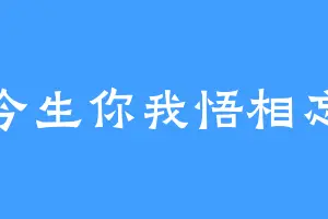 今生你我悟相忘