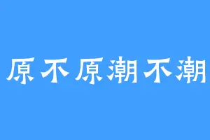 原不原潮不潮